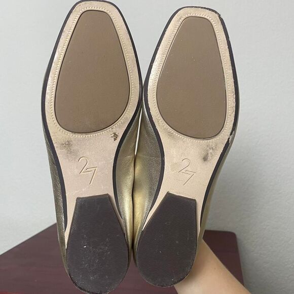 Naturalizer 27 Edit Carla Gold Metallic Leather Square Toe Ballet Flats Size 7 - Picture 5 of 8